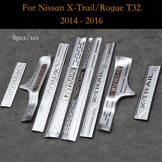 For Nissan X-trail/rogue T32 Door Sill Scuff Plate Cover Trim Welcome Pedal Decoration X Trail Xtrail 2014 To 2016 Car Accessories