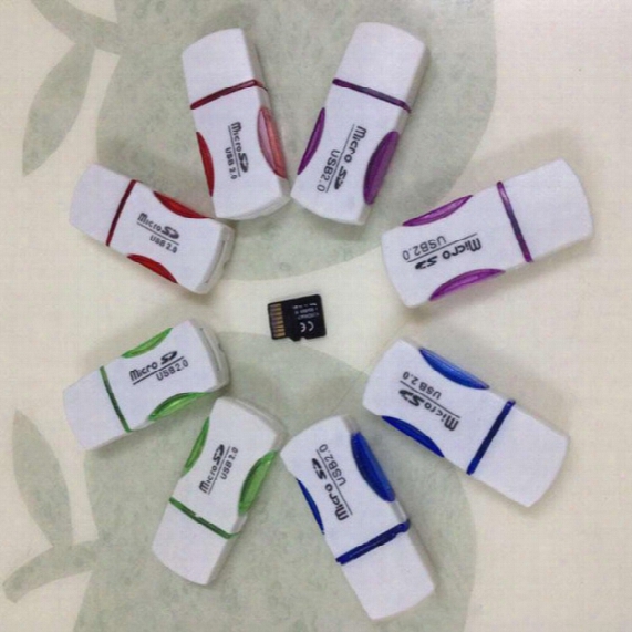 Free Shipping ,200pcs/lot, Great Quality Usb2.0 Panda Card Reader T-flash Card Reader,micro Sd Card Reader,adapter-blue