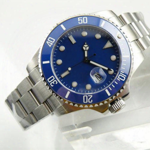 Free Shipping Luxury Aaaa 43mm Blue Dial Ceramic Bezel Sapphire Glass Mechanical Automatic Date Mens Watch Men&#039;s Watches
