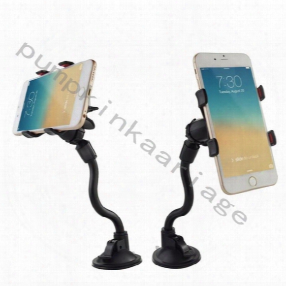 High Quality Long Arm Universal Windshield Dashboard Cell Phone Car Holder With Strong Suction Cup And X Clamp For Iphone Samsung Etc