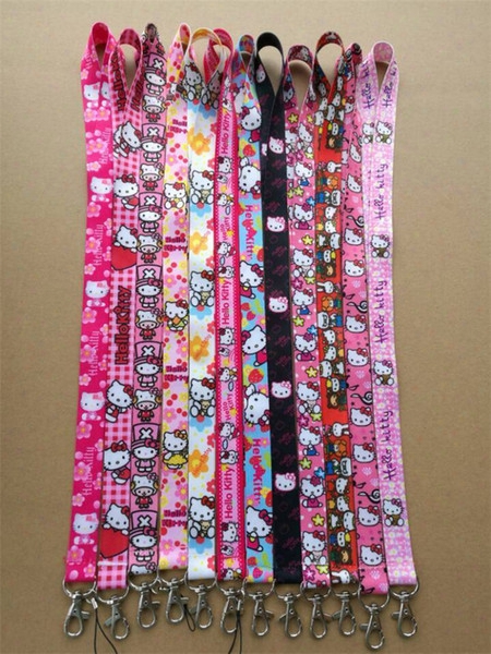 Hot Sale! New Mix Design Lot 30 Pc Cartoon Kitty Mobile Phone Straps Neck Lanyard Charms Free Shipping