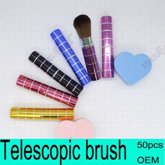 Lipstick Tube Makeup Brush Telescopic Design For Carry In Bag, Powder Brush Special Portable Cosmetic Bb Cream Brush 6  Color