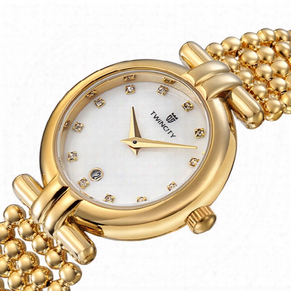 Luxury Brand Pearl Strap Diamond Shell Face Twincity Women&#039;s Quartz Watch Chronograph Wristwatch Automatic Date Sports Leisure Watches