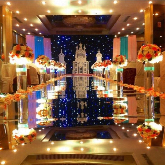 Luxury Wedding Centerpieces Aisle Runner Mirror Carpets 1m Wide For Wedding T Station Decoration Gold Silver Purple Rose Red Color Available