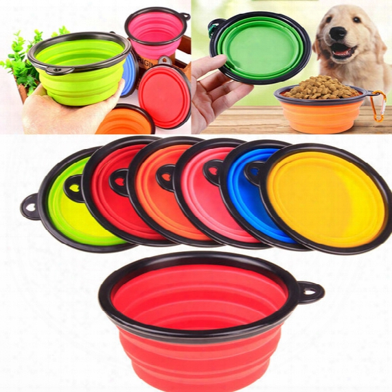 New Silicone Folding Dog Bowl Expandable Cup Dish For Pet Feeder Food Water Feeding Portable Travel Bowl Portable Bowl With Carabiner Wx-g06