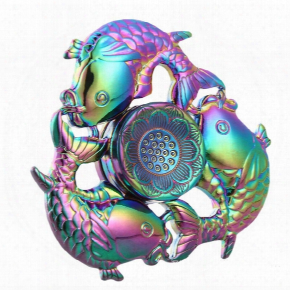 Newest 3 Fish Fidget Spinners Rainbow Gyro Carp Fidget Spinner Decompression Anxiety Toys Edc With Retail Package
