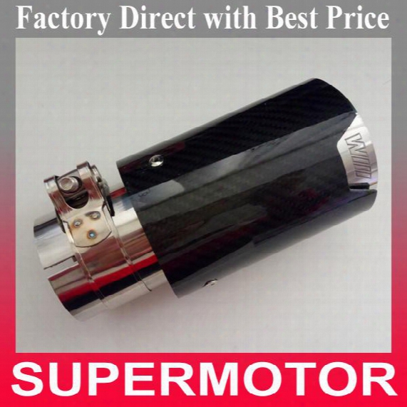 One Pieces In 63mm Out 89mm Car Styling M Label Top Quality Carbon Fiber Exhausts End Pipes For Bmw Carbon Exhaust Tips