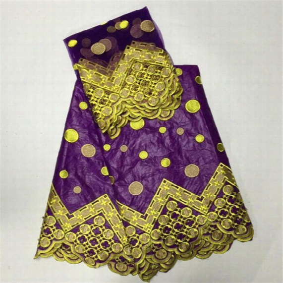 Purple Of Embroidered Bazin Riche Getzner Purple Jacquard Brocade Fabric With Bead Match Muslim Net Scarf Cheap Fabric China7yard / Lot