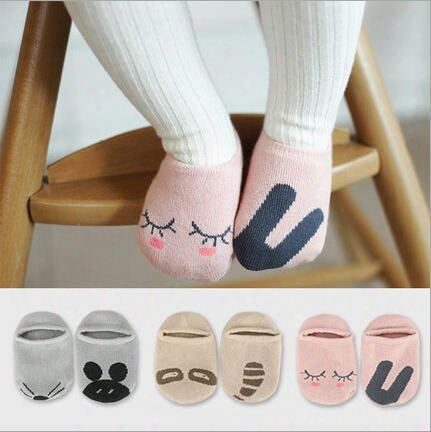Slipper Socks For Kids Toddler Baby Girls Cute Non-slip Asymmetrical Animals Fox Rabbit Cat Panda Mouth Cartoon Socks Soft Socks 0-4y