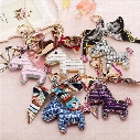 20pcs Fashion Cute Women's Bag&Car Pendant High-end Handmade Scarf Leather Handbag Key Chains Tassel Rodeo Crystal Horse Bag Charm F692