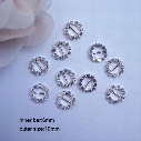 (J0004) 100pcs/lot,6mm bar,outer size:10mm,round rhinestone buckle for invitation card,silver or gold plating