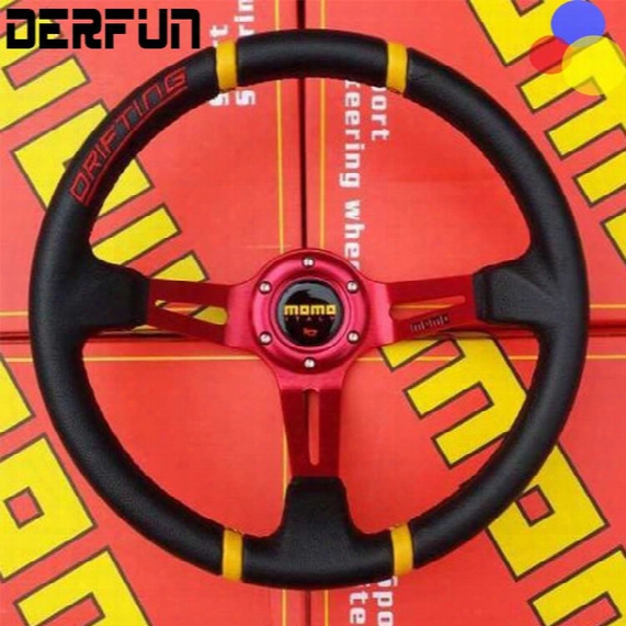 Universal Leather 14" 35cm Modified Car Steering Wheel Four Speakers For Momo Four Colors Free Shipping