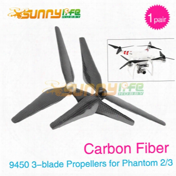 Wholesale- 1 Pair Phantom 3 9450 Carbon Fiber Propellers Self-tighten 3-blade Props 9.4*5.0 For Dji Phantom 2/3