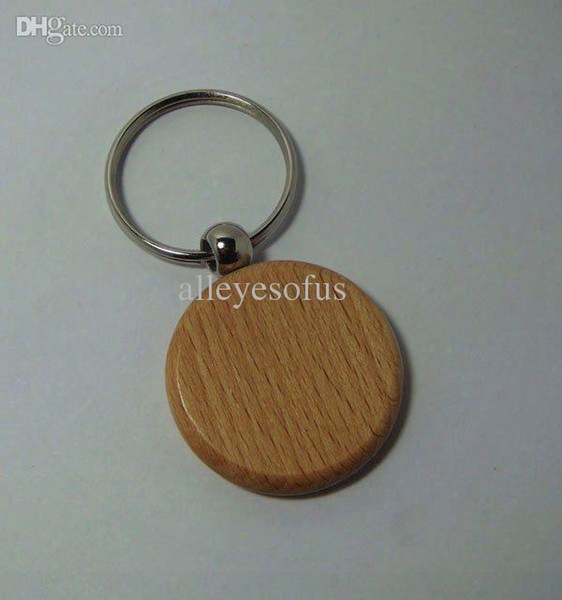Wholesale-50pcs Engrave Diy Round Blank Wooden Key Chain Circle Carving Key Tags 1.6&#39;&#39; -free Shipping