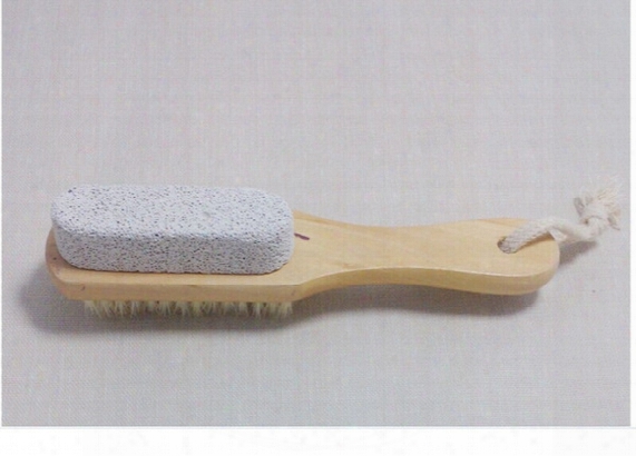Wholesale-5pcs/lot Mane Bristles Wooden Pumice Stone Feet Pedicure Callus Removal Foot Care Spa Brush Remover Dead Skin Clean Scruber