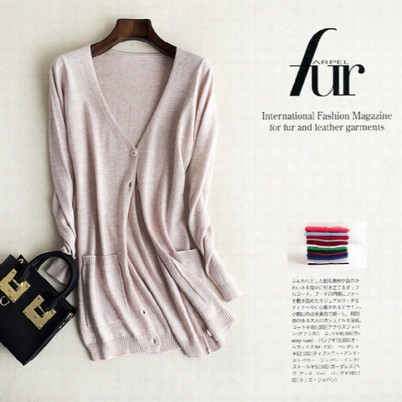 Wholesale- Fashion Real Cashmere Cardigans Female Cardigan Women Sweaters Cashmere Cardigan Female Women Sweater Winter Autumn Cardigan