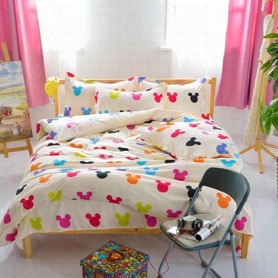 Wholesale-lovely Cartoon Mickey Mouse Comforter Bedding Sets Bed Linen 3d Duvet Cover Bed Sheet Pillowcases Full King Queen Size