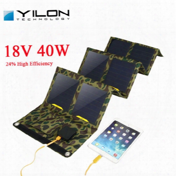 Wholesale-yilon Portable Foldable Solar Panel Charger 40w 18v 5v Dual Ports Solar Charger For Phone Tablet Laptops And 12v Car Battery