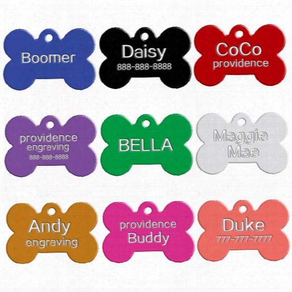 100 Pcs/lot Mixed Colors Double Sides Bone Shaped Personalized Dog Id Tags Customized Cat Pet Name Phone No.(don't Offer Engrave Service)