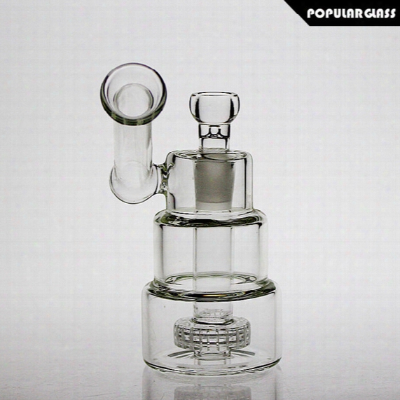 16cm Tall Cake Bong Thick Side Car Glass Bong Mini Birdcage Matrix Percolator Glass Smoking Pipe Oil Rig Joint Size 18.8mm Pg5025(fc-cake)