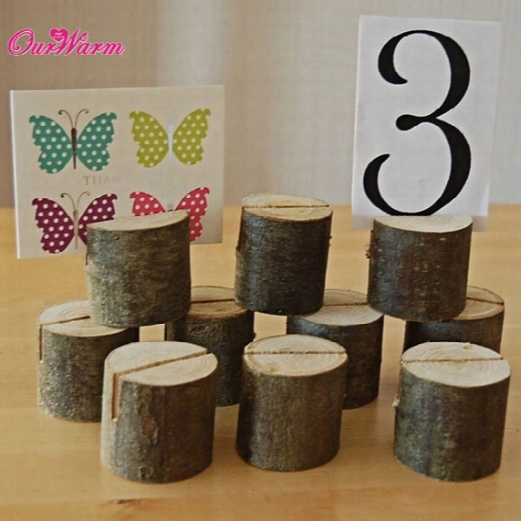 20pcs/lot Natural Wooden Card Holder Seat Folder Rustic Photo Holder Wedding Place Card Table Number Holder