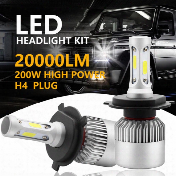 2pcs 200w 20000lm H4 Hb2 9003 Led Headlight Kit Hi/lo Power Bulbs 6500k White Free Shipping