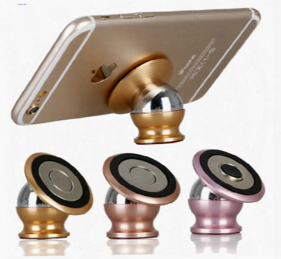 360 Degree Free Rotation Magnetic Metal Gold Car Phone Holder Multifunctional Car Phone Stand Universal For Smart Mobile Phone