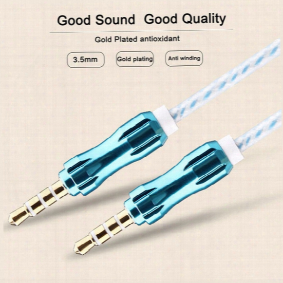 5ft 1.5m 3.5mm Car Audio Aux Extention Cable Braided Woven Wire Auxiliary Stereo Jack Male Lead For Iphone 6plus Mobile Phone Speaker