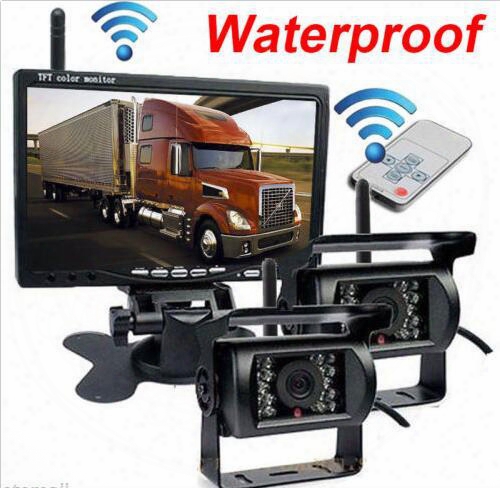 7" Monitor+2 X Wireless Rear View Backup Car Camera Night Vision For Rv Truck Bus