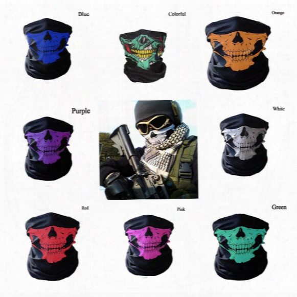 8 Colors Skull Face Mask Halloween Skull Face Mask Outdoor Sports Warm Ski Caps Cycling Motorcycle Face Mask Scarf