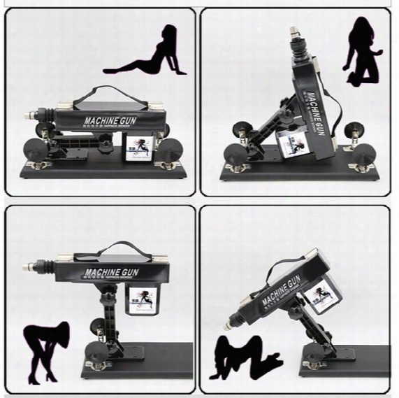 Automatic Black Sex Machine With Silicone Dildo 4.5-5cm Retractable Telescopic Gun Style Simulating Sexual Vibrator Female Masturbation