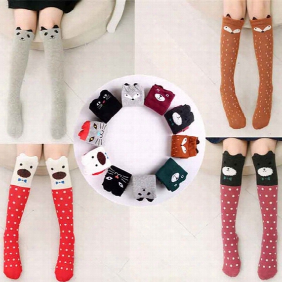 Cartoon Children Socks Printed Animal Cute Cotton Kids Sock Knee High Long Fox Baby Girl Socks Clothing Accessories