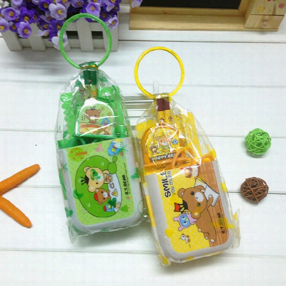 Cartoon Stationery Set Students Kids Gift Fold Pen Container Scaler Pencil 4 Colour