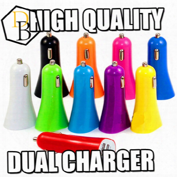 Cell Phone Charger Mini Micro Dual Usb Car Colorful Charger Adapter Port 5v 1a For Iphone 6 5 Ipad Samsung Htc Lg Sony