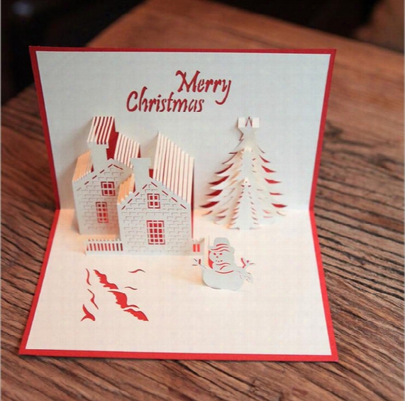 Christmas Cards 3d Pop Up Merry Christmas Series Handmade Custom Greeting Cards Christmas Gifts Souvenirs Postcards Dhl Free Ship