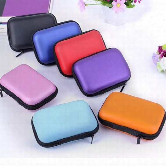 Colorful Earphone Storage Carrying Bag Rectangle Zipper Earpphone Earbud Eva Case Cover For Usb Cable Key Coin Free Dhl