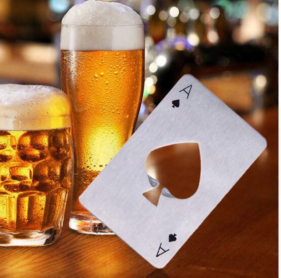 Dhl Free New Stylish Beer Bottle Opener Poker Playing Card Ace Of Spades Bar Tool Soda Cap Opener Gift Kitchen Gadgets Tools