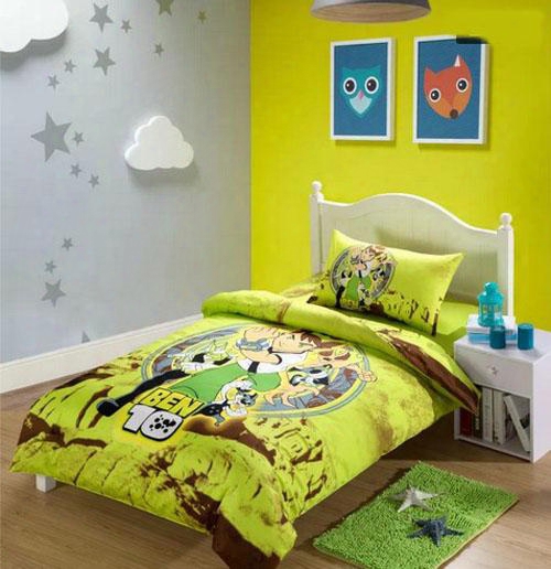 Full Size Bed Ben 10 Cartoon Cotton Children 3pcs Bedding Set Kid Nursery Bedding Free Shipping