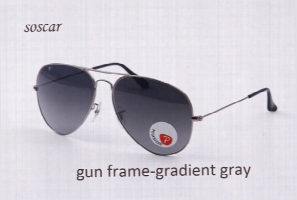 Gradient Polarized Lenses Sunglasses Soscar Brand Designer Sunglasses For Man Women Uv400 Metal Frame Glass Lenses Pilot Style Sunglasses