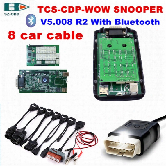 High-quality Obd2 Scanner Wow Snooper V5.008 R2 R3+full Set 8 Car Cable Obd2 Bluetooth Diagnostic Tool Tcs-cdp Pro Free Shipping
