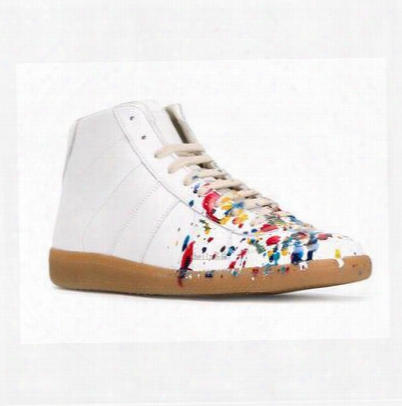 Hot!! Maison Martin Margiela Ink Graffiti Casual High-top Shoes Men's Shoes Custom 38-47