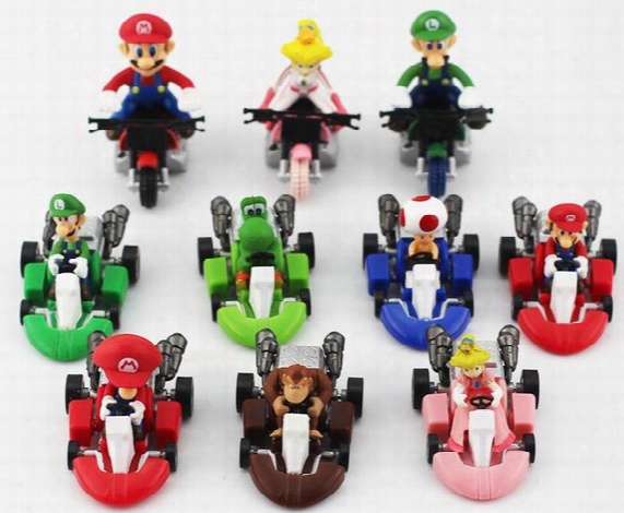 Hot Super Mario Bros Kart Pull Back Car Figure Toy 10pcs/set Mario Brother Pullback Cars Dolls