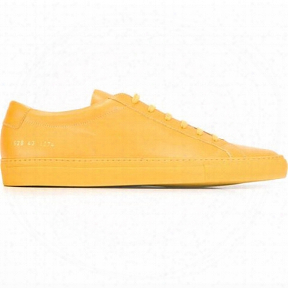 Italy Original Brand Common Projects Handmade Full Genuine Leather Sheepskin Women Men Casual Shoes Femme Donna Uomo Scarpe Yellow