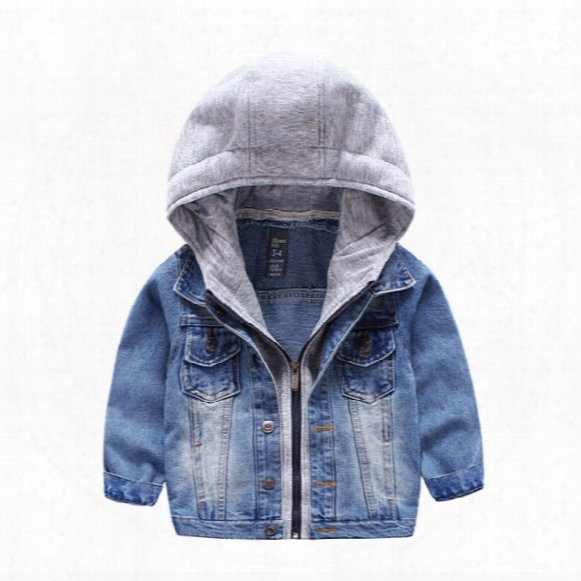 Little Boys Cardigan Coat Zipper Denim Baby Hoodies Jackets Outerwear