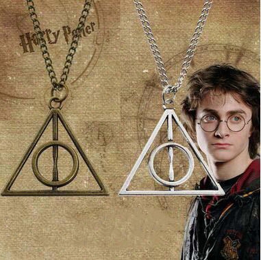 Movie Related Harry Potter Necklaces Luna Deathly Hallows Triangle Sautoir Sweater Chain Pendant Movie Figures Fashion Accessories