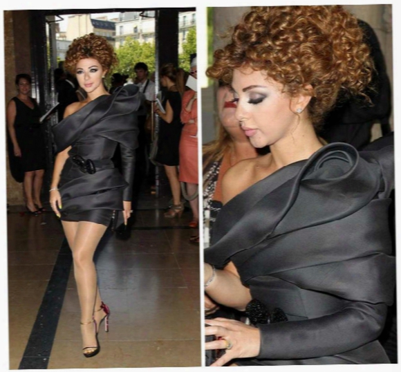 Myriam Fares Prom Dresses Red Carpet Off-shoulder Short Black Party Dresses Tiered Mini Evening Dress/gowns