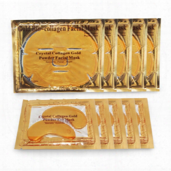 New Face And Eye Care! Crystal Collagen Gold Powder Face And Eye Mask Eye Mask Plus 10pc Face Mask Anti Aging For Beauty