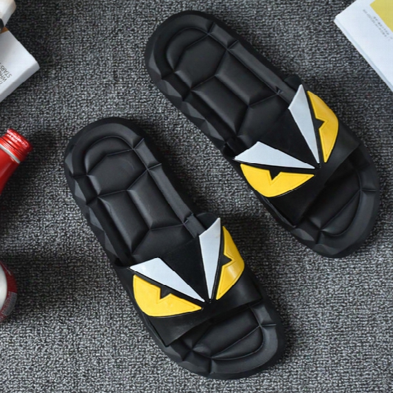 New Fashion Men's Flat Casual Shoes Summer Peep Toe Sandals Beach Shoes Man Cartoon Monster Slippers