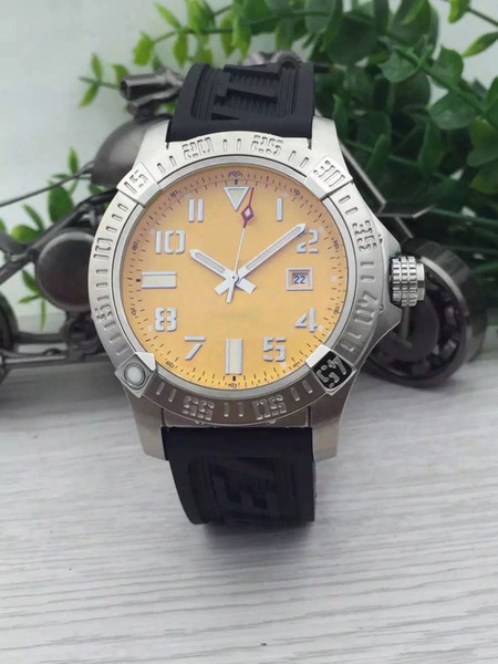Orologio Da Uomo Herrenuhr 2017 New Luxury Brand Watches Men Yellow Dial Rubber Band Watch Colt Automatic Movement Watch Mens Dress Watches