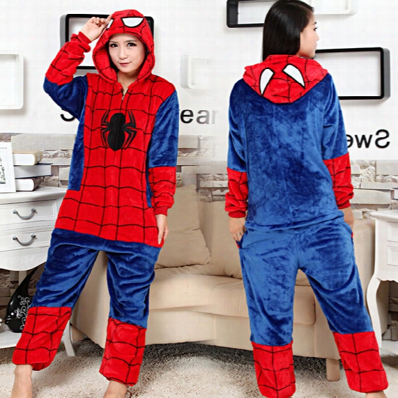 Superhero Spiderman Onesies Pajamas Kigurumi Jumpsuit Hoodies Adults Cosplay Costumes With Zipper Halloween And Carnival Costume